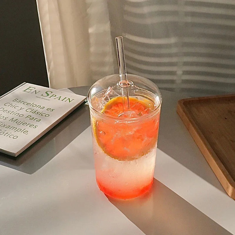 450ML Glass Cup with Lid and Straw Transparent Drinking Glasses for Juice Water and Iced Coffee Cups Drinkware Mug Water Bottle
