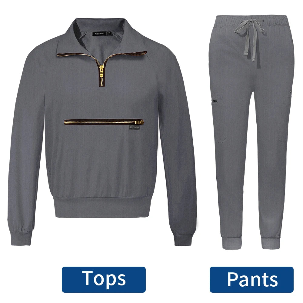 Spring Autumn Scrubs Uniform Hot Sale Custom Logo Long Sleeved Medical Hospital Sets Scrubs Woman Suit Veterinary Nurse Uniforms