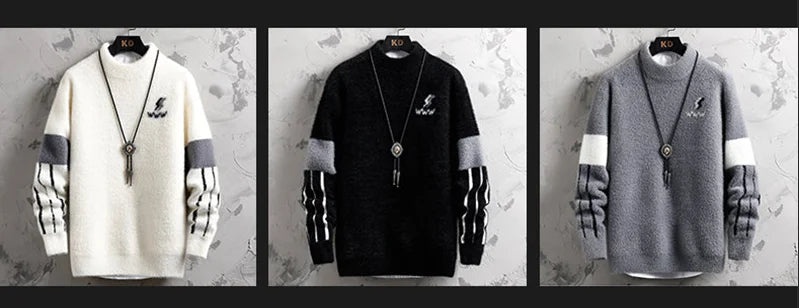 Winter New Style Men's Sweater Knitted Long Sleeve Men Sweaters Thicken Warm Wool Casual Male Clothing