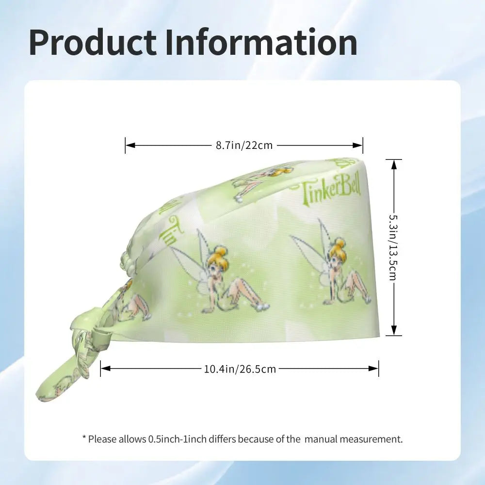 Custom Tinker Bell Breathable Nursing Work Cap Surgical Scrub Caps Unisex Nurse Medical Cap Cartoons Scrubs Hat Medical Surgical