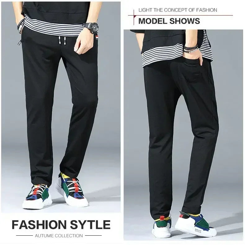 Spring Pants Men Fitness Sportswear Tracksuit Elastic Waist Sweatpants Cotton Trousers Loose Gyms Jogger Track Pants Mens M- 8XL