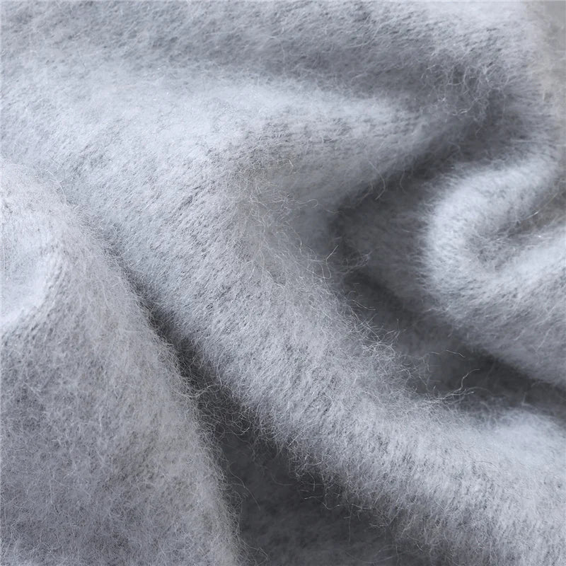 Autumn Winter Sweater Pullover Women's Clothing 100% Mink Cashmere Sweater Pullover O-Neck Basic Long Sleeve Warm Fleece Knitted