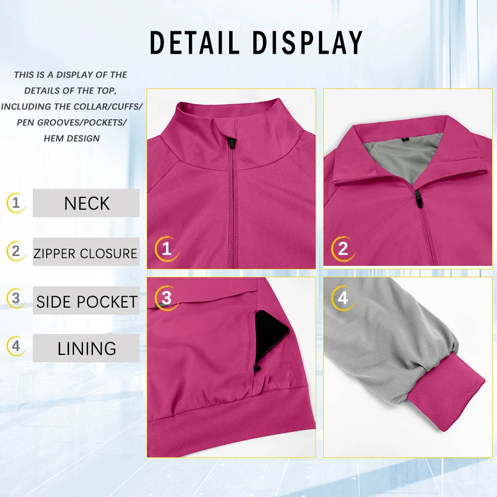 Women Men's Spring Autumn Soft Long Sleeve Jacket Medical Clinical Nurse Coats Hospital Pharmacy Work Top Pocket Dentist Outwear