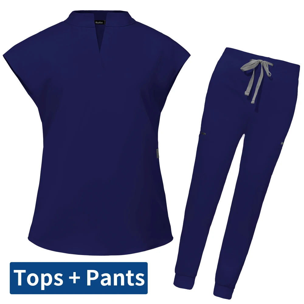 Slim Fit Scrubs Medical Uniforms Women Scrubs Tops Pant Hospital Nurses Accessories Dental Clinic Beauty Salon Spa Lab Workwear