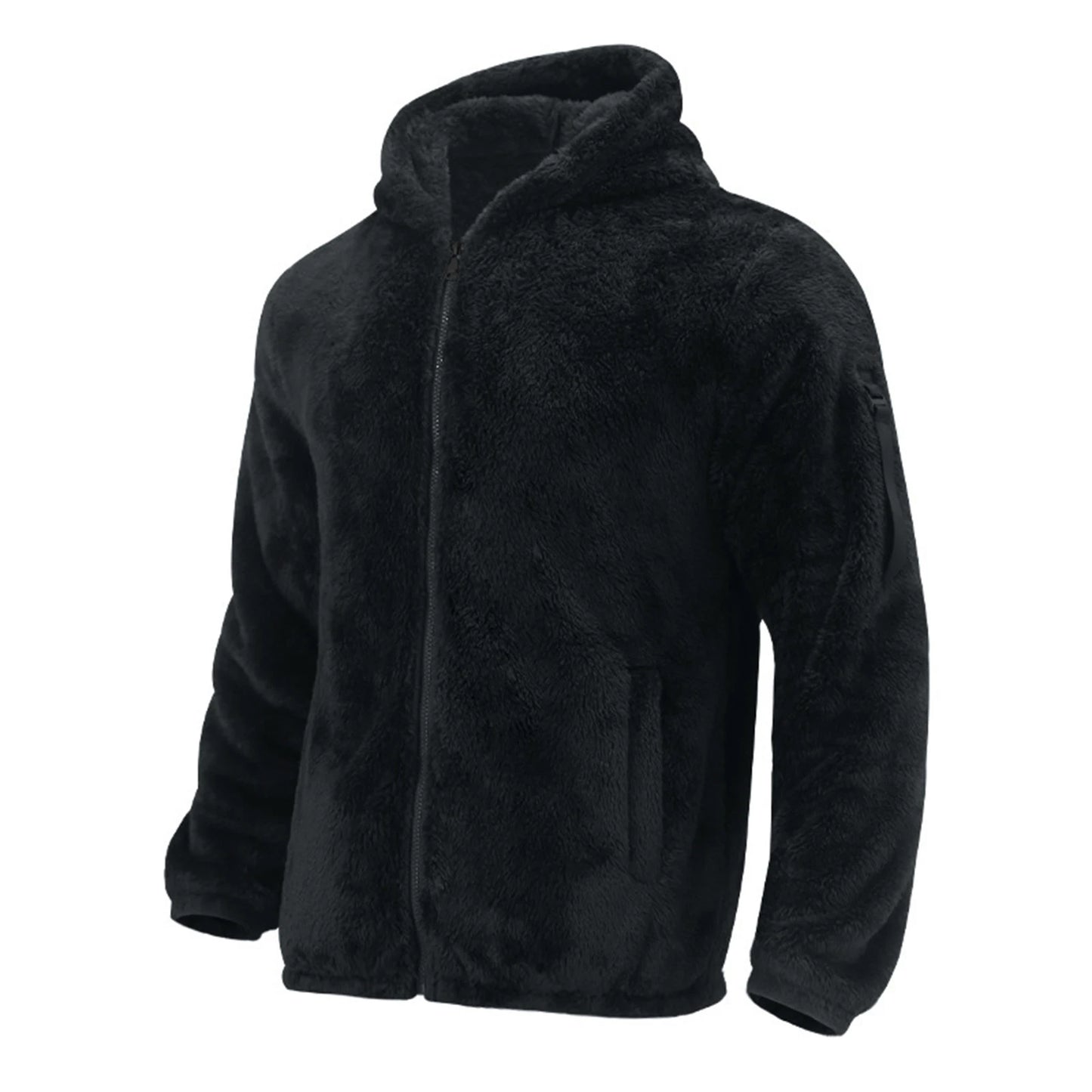 Winter Men'S Casual Loose Double-Sided Velvet Jacket Solid Color Zipper Hooded And Warm Jacket Suitable For Daily Wear