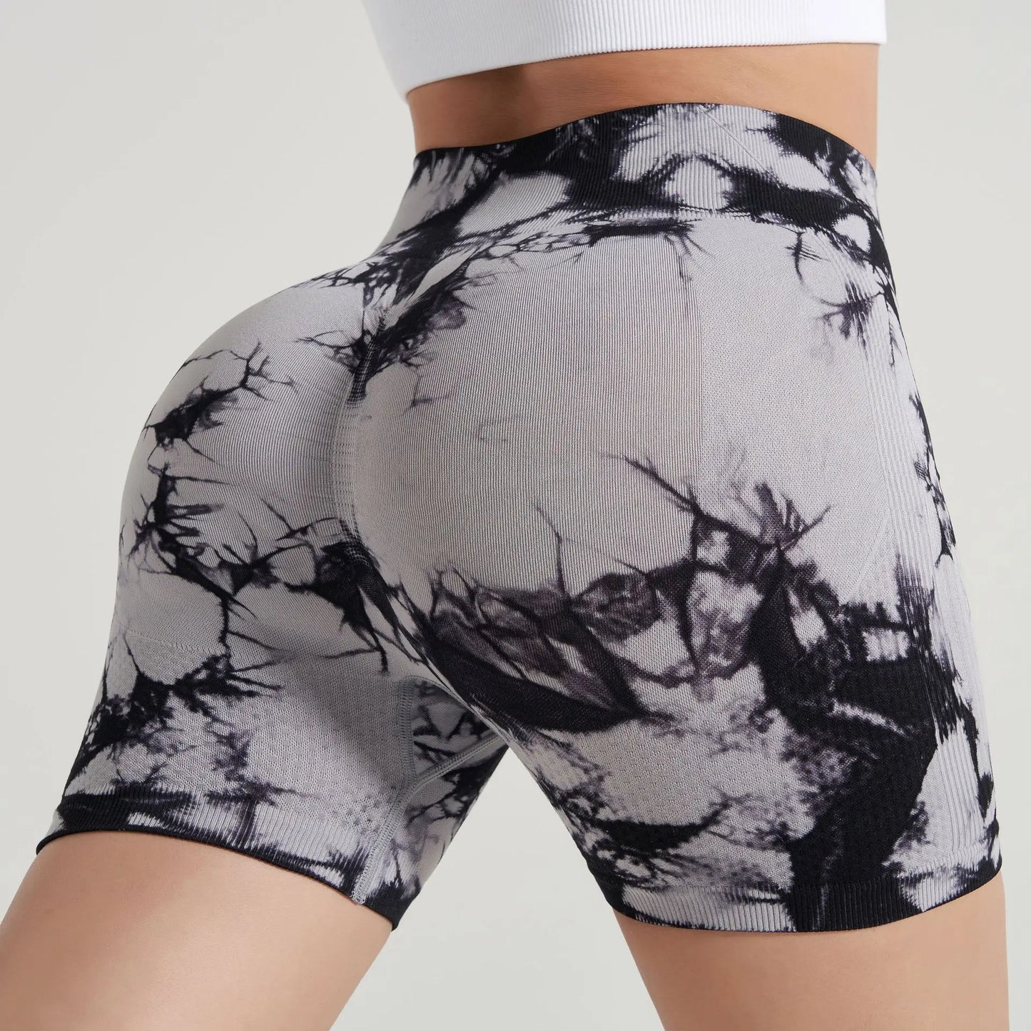 Tie-Dye Yoga Shorts for Women High Elastic Gym Shorts Push Up Sports Shorts Running Workout Fitness Women Short Sports Leggings