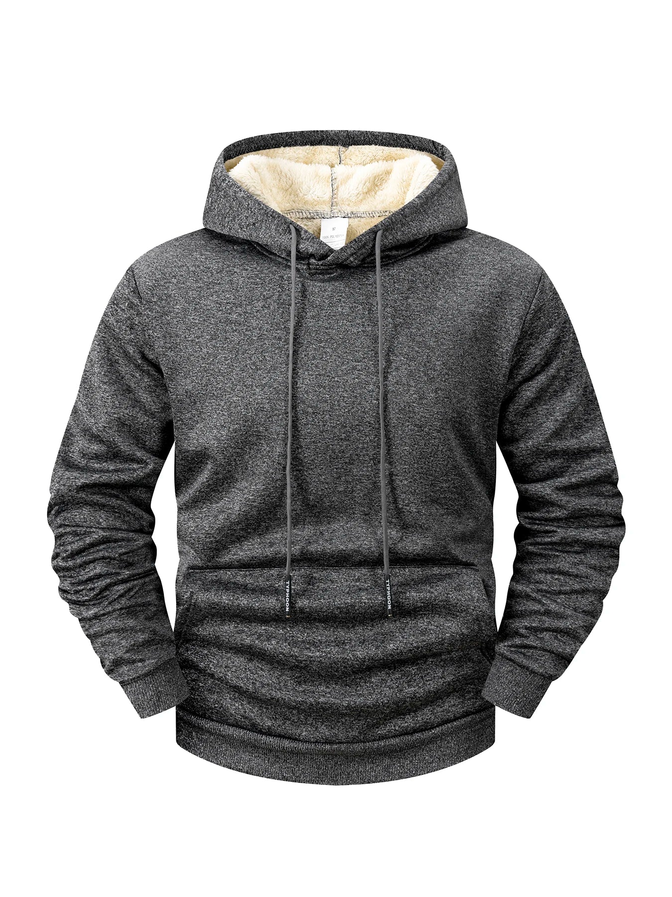 Winter Men's Fleece Hoodies Solid Color Casual Warm Long Sleeve Pullover New Crew Neck Hooded Sweatshirt Streetwear Men Clothing