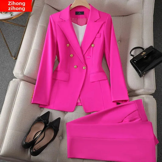 Elegant Women's Fashionable White Western-Style Suit High-End Business Attire Long-Pants Set For Special Occasion