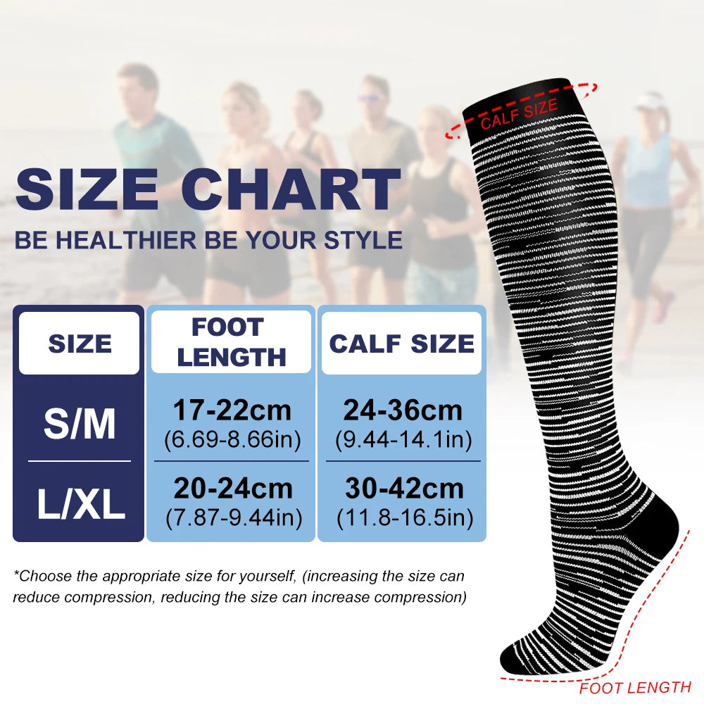 6 Pairs Compression Socks for Women and Men 20-30mmHg-Circulation Support Socks