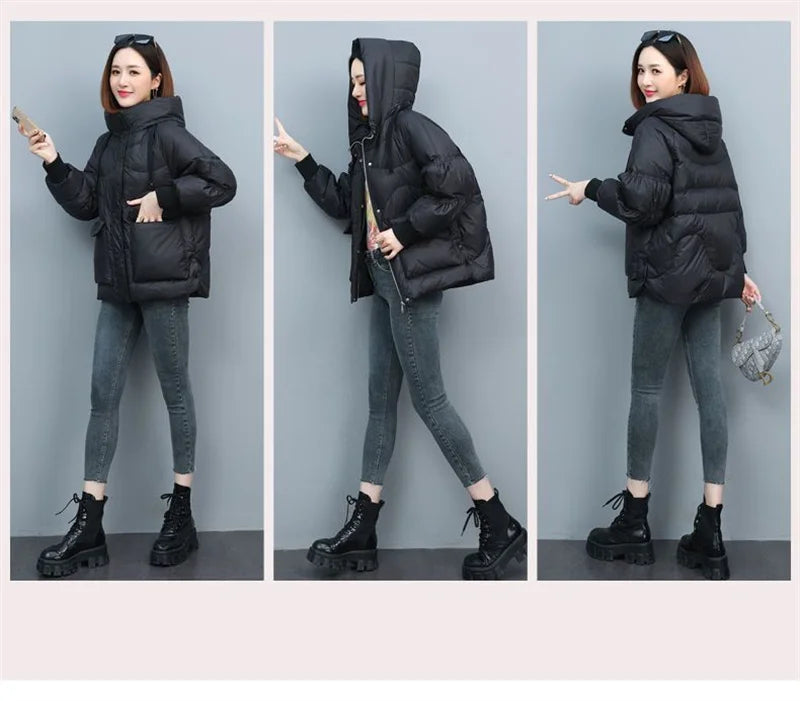 Winter Clothes Women Basic Jackets Warm Thick Down Cotton Jacket Female Short Hooded Fashion Padded-Cotton Jacket Parkas