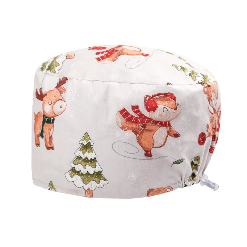 Printed Scrub Caps Dental Nursing Hats Durable Women Pediatric Cap Care Center Work Hat Comfortable  Aesthetic Scrub Cap K1235