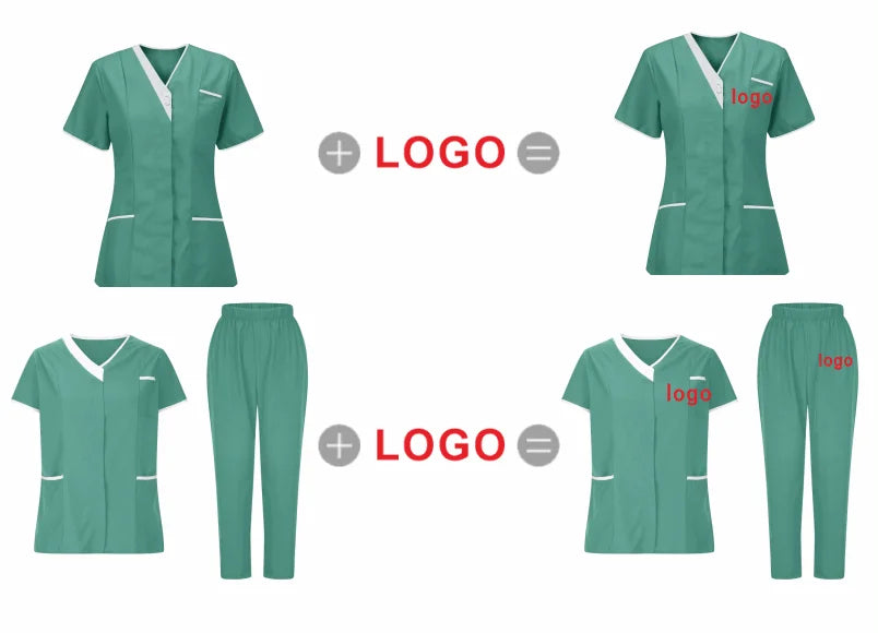 Custom Nurse UniformScrubs Tops Short Sleeve Pocket Clinic Nursing Scrub Tops Healthcare Carer Tunic Design Print Logo