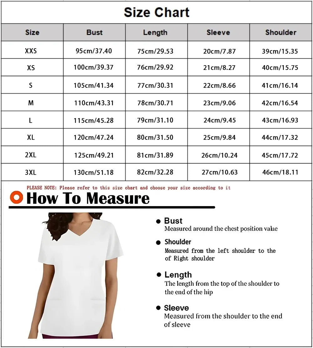 Women Nurse Uniform Medical Scrubs Flower 3d Print V-Neck Pocket Medical Uniforms Cartoon Nursing Scrubs Short Sleeve Pocket Loo