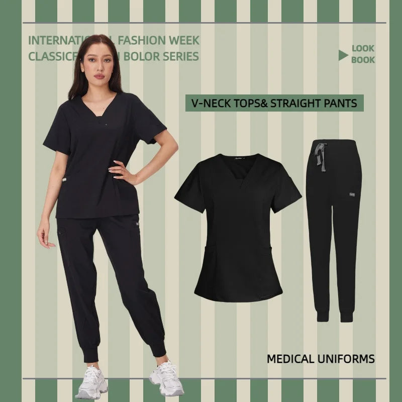 Surgical Uniforms Woman Scrub Set Medical Nurse Beauty Salon Workwear Clinical Scrubs Top Pants Spa Doctor Nursing Clinical Suit