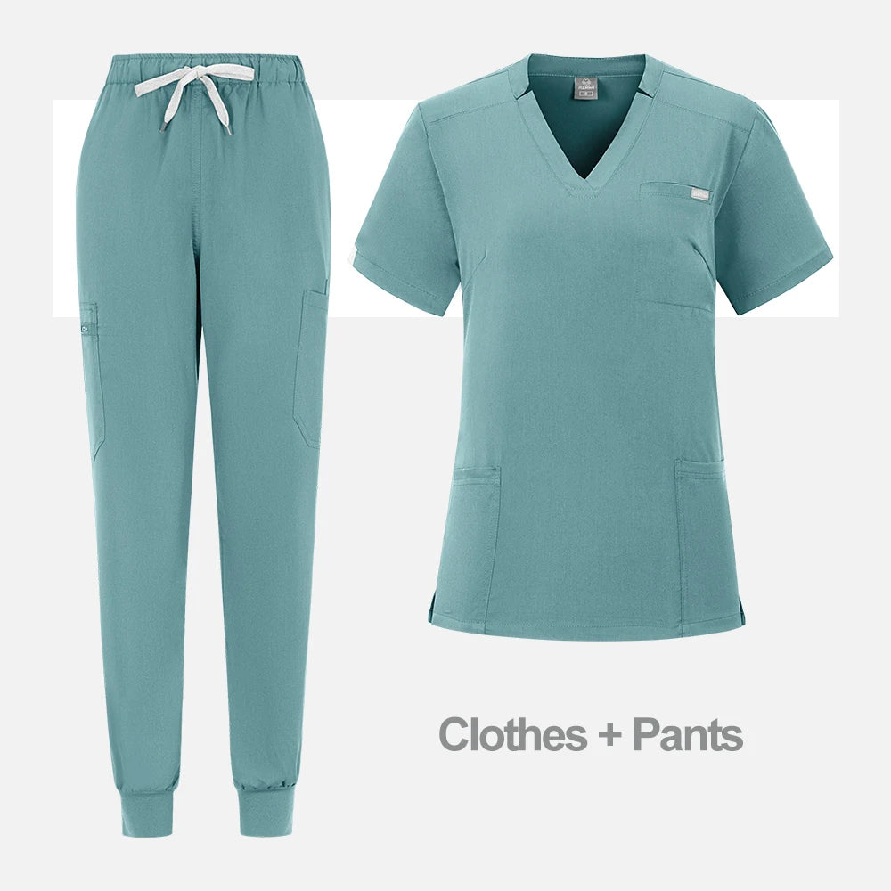 High Quality Medical Women Scrubs Sets Hospital Surgery Dental Clinic Beauty Spa Salon Lab Workwear Clothes Nurses Accessories