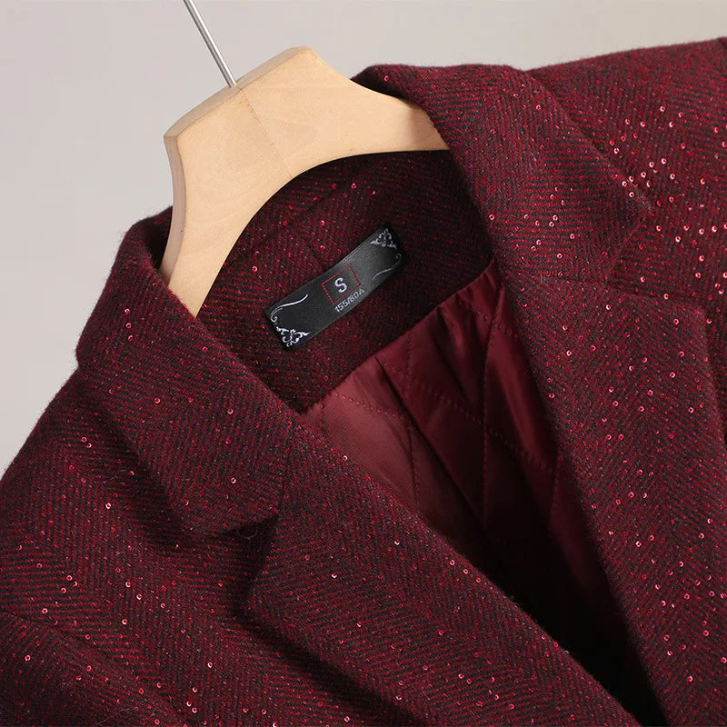 Autumn Winter Women Blazer Long Sleeve Single Button Formal Jacket Business Coat Ladies Office Woolen Suit Coat Female Outerwear