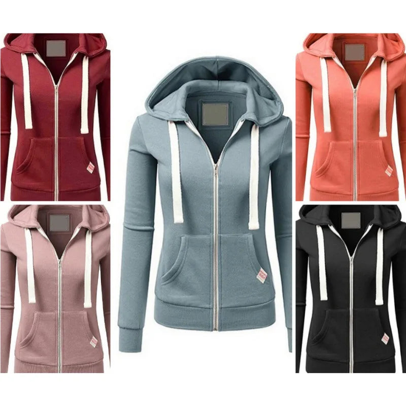 2024 Spring and Autumn New Women's Personalized Casual Cardigan Zipper Hoodie Korean Edition Fashion Outdoor Jogging Sportswear