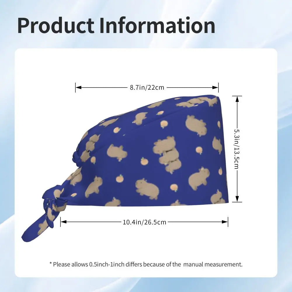 Custom Cartoon Capybara Medical Staff Scrubs Hat Women Men Comic Doctor Nursing Surgical Cap Scrub Caps