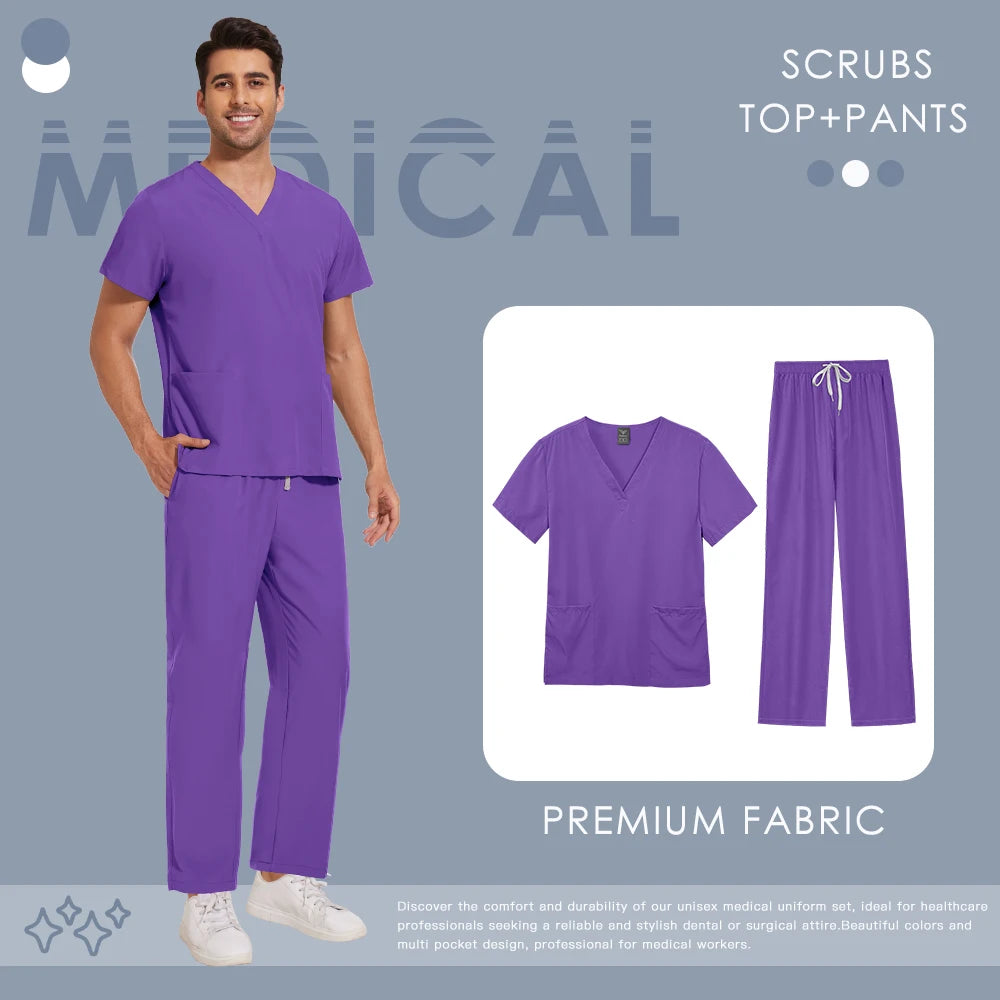 Scrubs Uniforms Men Women Beauty Straight Pants Set Wholesale Medical Surgical Clothes Nurse Accessories Dental Clinic Workwear