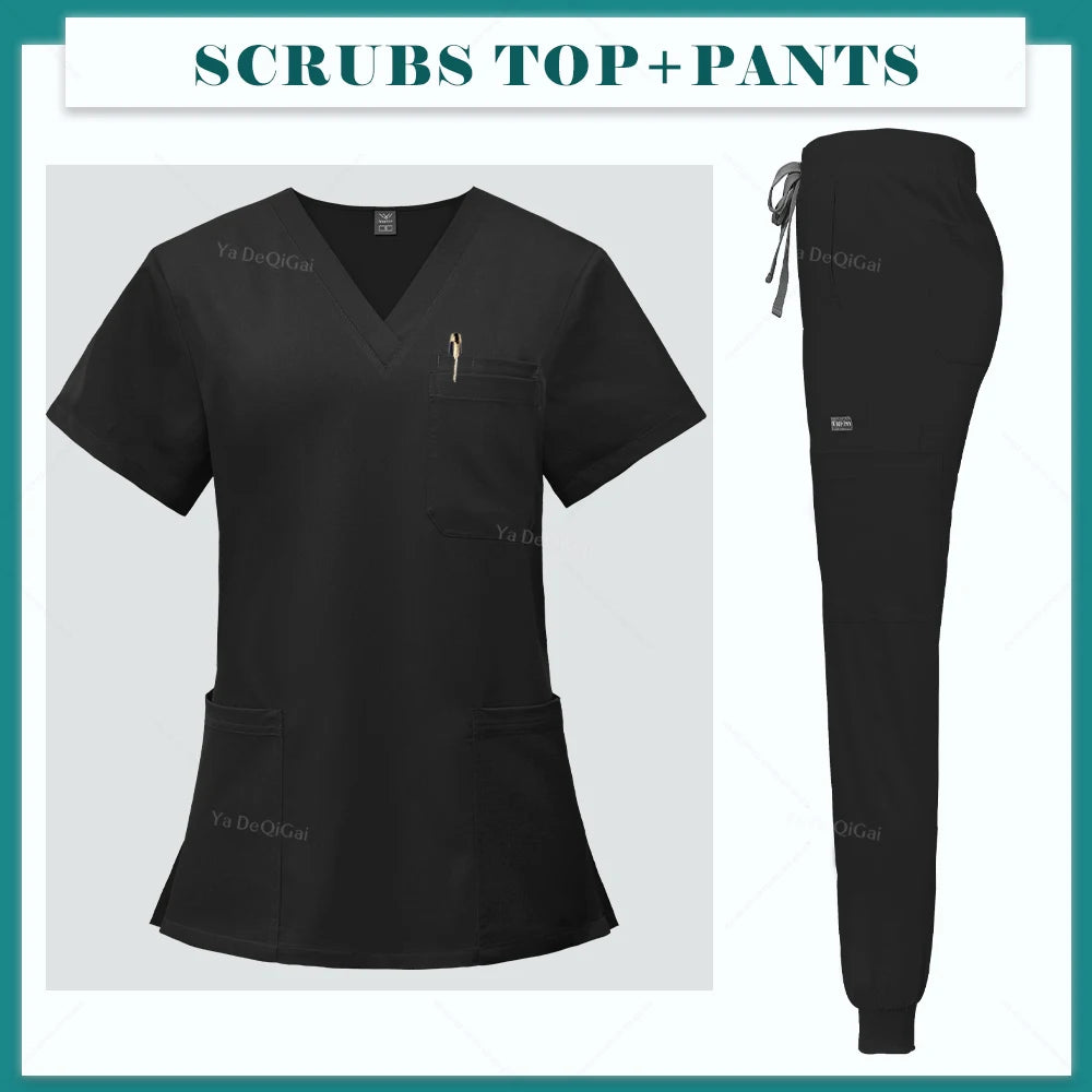 High Scrubs Set Nurse Accessories Medical Uniform Nursing Workwear Dental Clinical Top Pants Lab Clothing Surgical Overall Suits