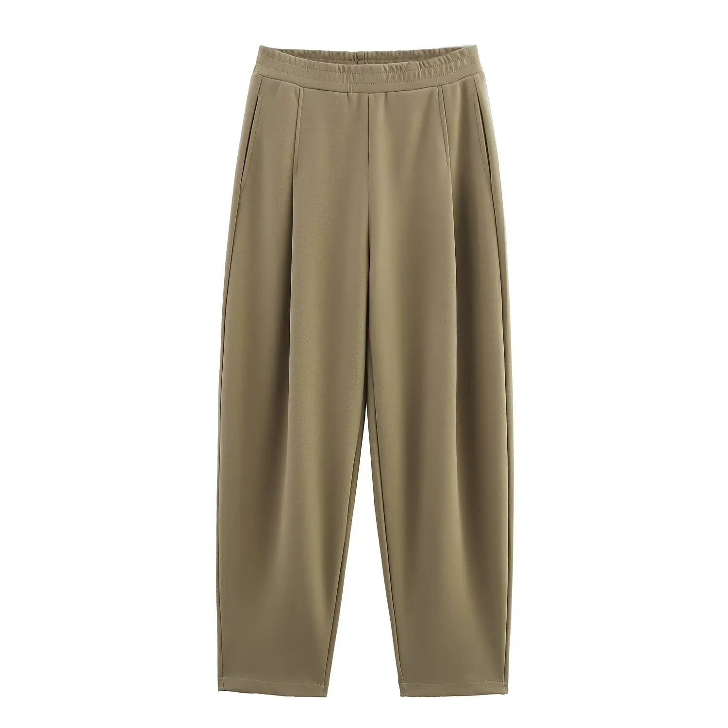 2025 New Women's Clothing European and American Style Fashion Washed Double-Sided Fabric Casual Pleated Pants