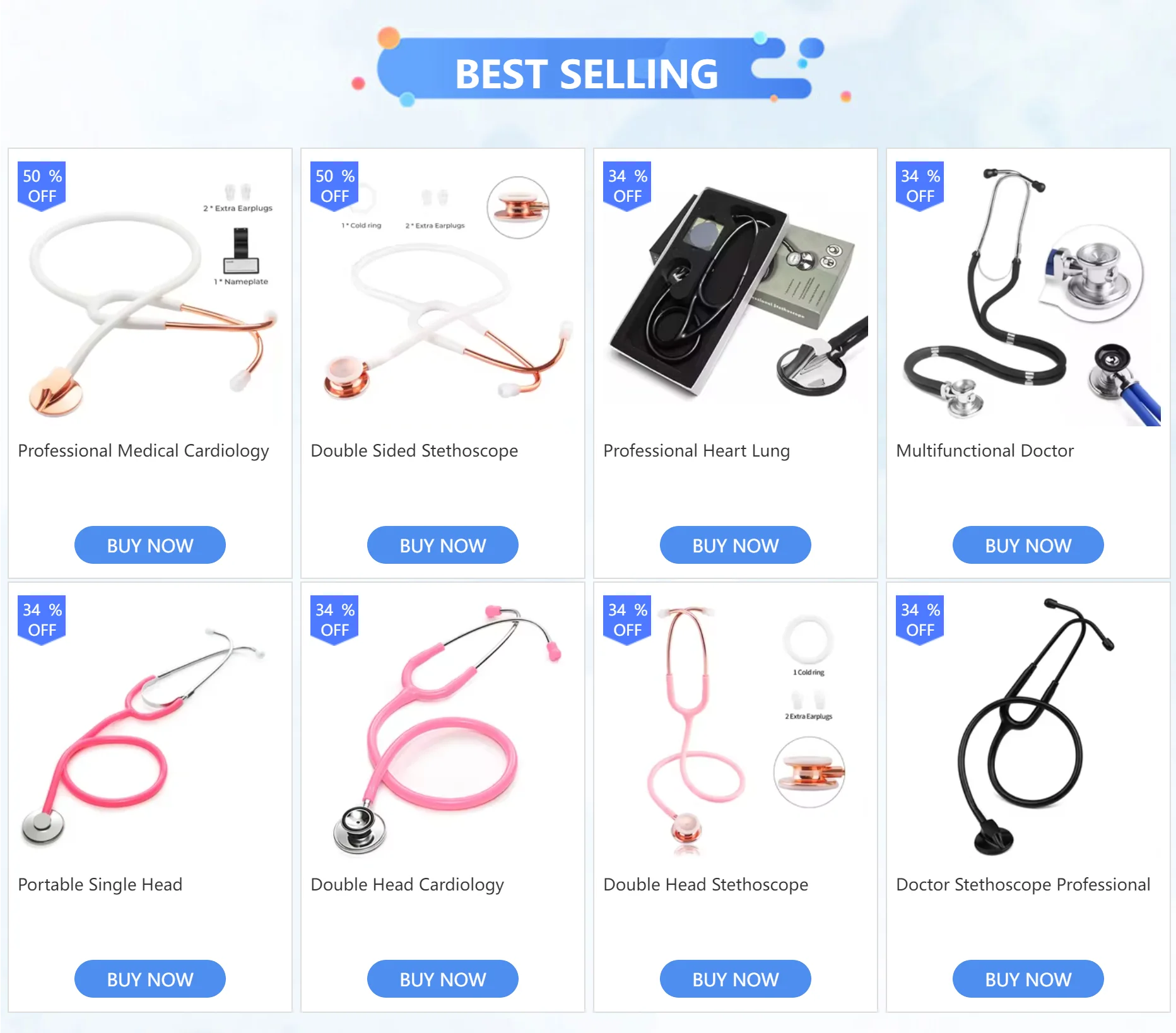 Professional Medical Cardiology Doctor Stethoscope  Medical Heart Stethoscope Nurse Student Medical Equipment Device