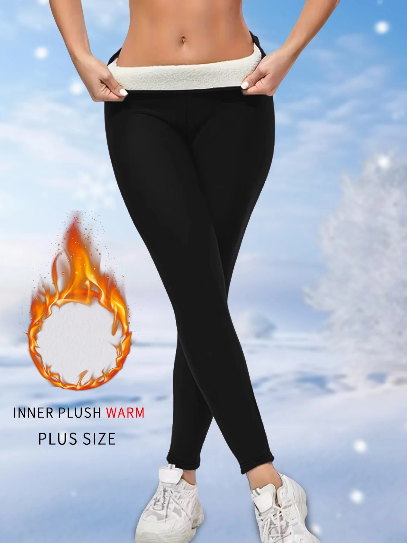 Plus Size High waisted winter leggings with fleece lining for women. with perfect for running, yoga and cold weather workouts
