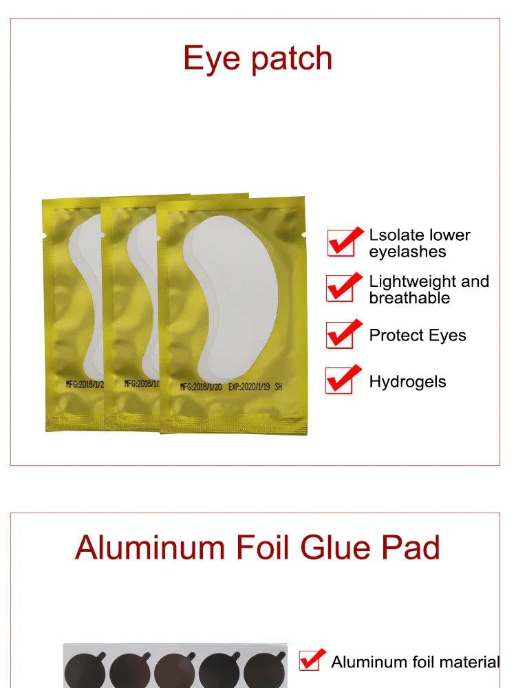 False Eyelash Extension Kit Set for Beginner Lash Brush Tweezers Glue Ring Eye Pad Eyelash Extension Supplies Lash Accessories