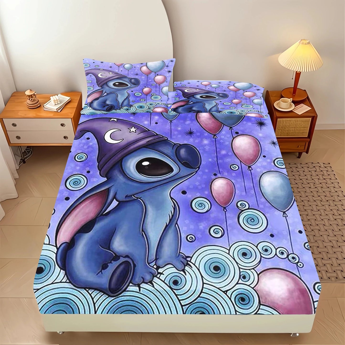 Stitch Anime  Printed Fitted Sheet Suitable For Children And Adults Home Decor Bedding Set Bed Cover Full