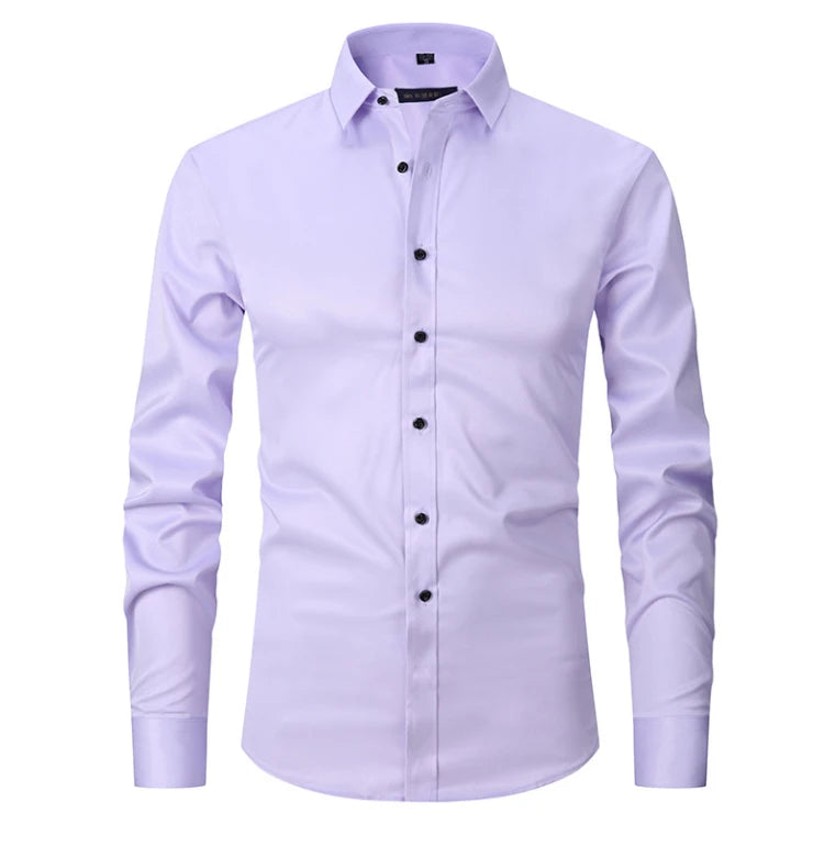 6XL 7XL 8XL Spring and Autumn Shirt Men's Long Sleeve Large Luxury Business Casual Slim Solid Color Wrinkle Free Press