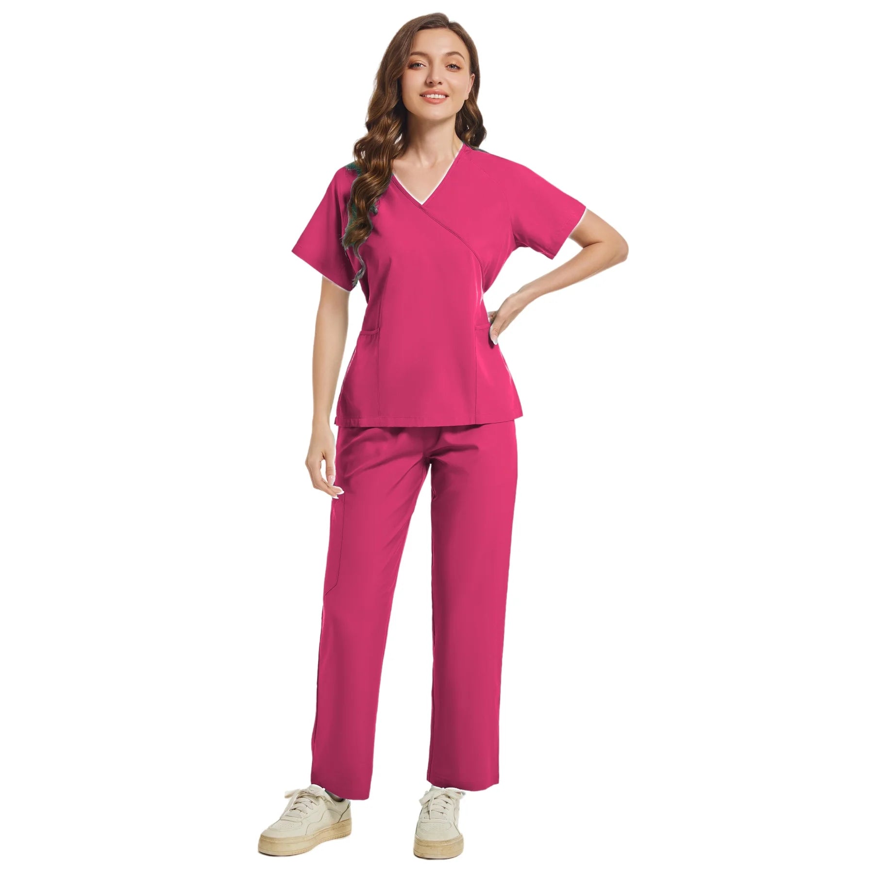 Slim Fit Women Scrubs Sets Hospital Medical Uniforms Nurses Accessories Dental Clinic Beauty Salon Spa Workwear Scrubs Tops Pant