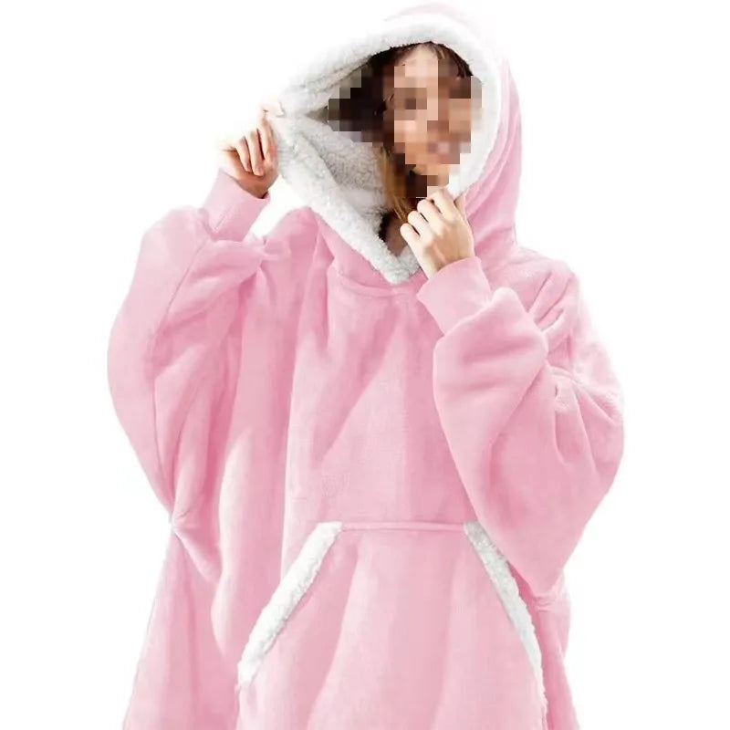 Winter Hoodies Sweatshirt Women  Pullover Fleece Giant Oversized Blanket with Long Flannel Sleeves