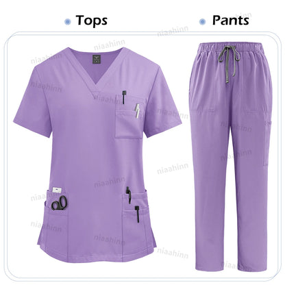 High Quality Medical Clothing for Women Uniform Nurse Lab Coat Unisex Wholesale Tops and Pants Suits Nursing Scrubs Uniforms Set