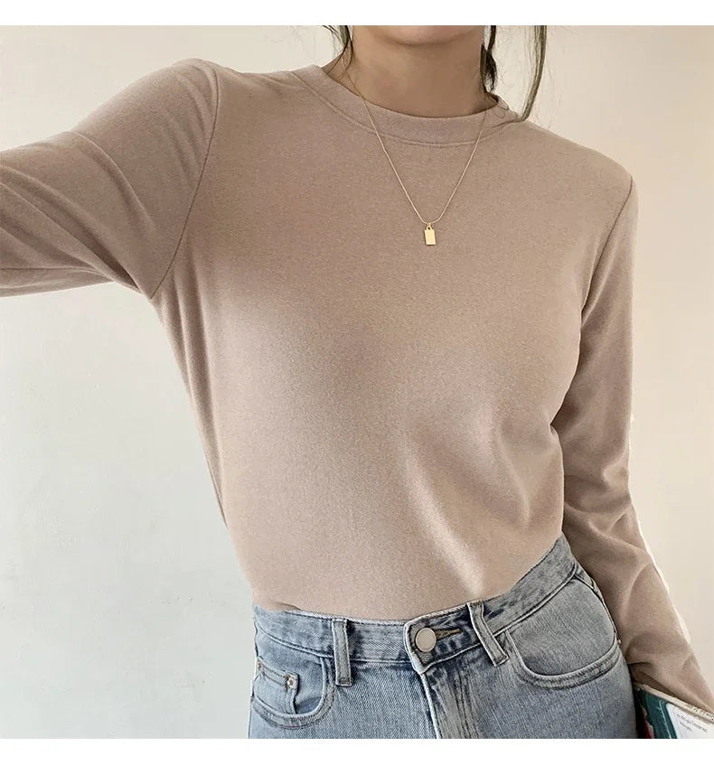 Winter Women Sweater T Shirt Women  Oversize T-Shirt Woman Clothes Female Tee Tops Pullover Long Sleeve Tube Knitted Tshirt Top