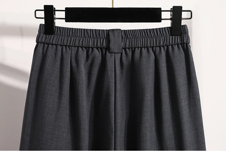 Plus Size Pants For Women Spring Summer 2025 New Korean Fashion High Waist Suit Pants Women Gray Or Black Casual Trousers Female