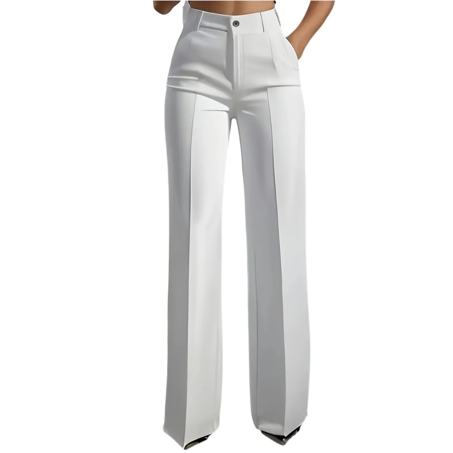 Women's High Waist Pants Drapey Straight-Leg Minimalist Blazer Pants Versatile Stylish Sophisticated Work Casual Trousers