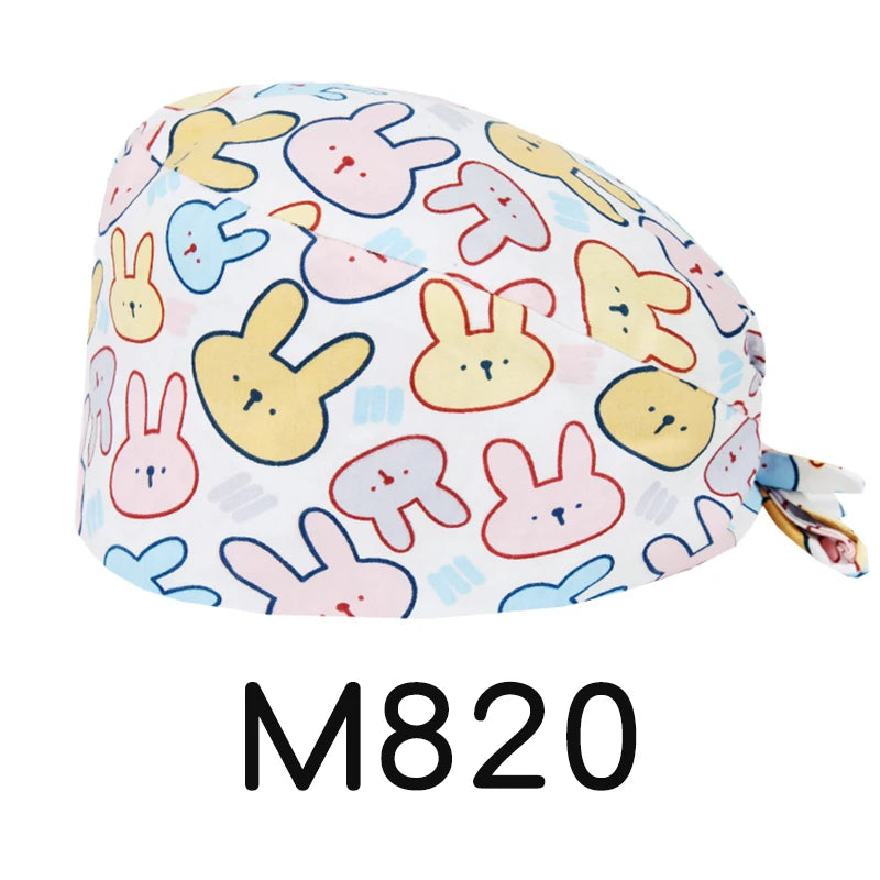LONG HAIR Scrub Caps Surgical Medical Hats Cotton Nursing Caps Breathable Bouffant Healthcare Chef Pediatric Veterinary Hats M81