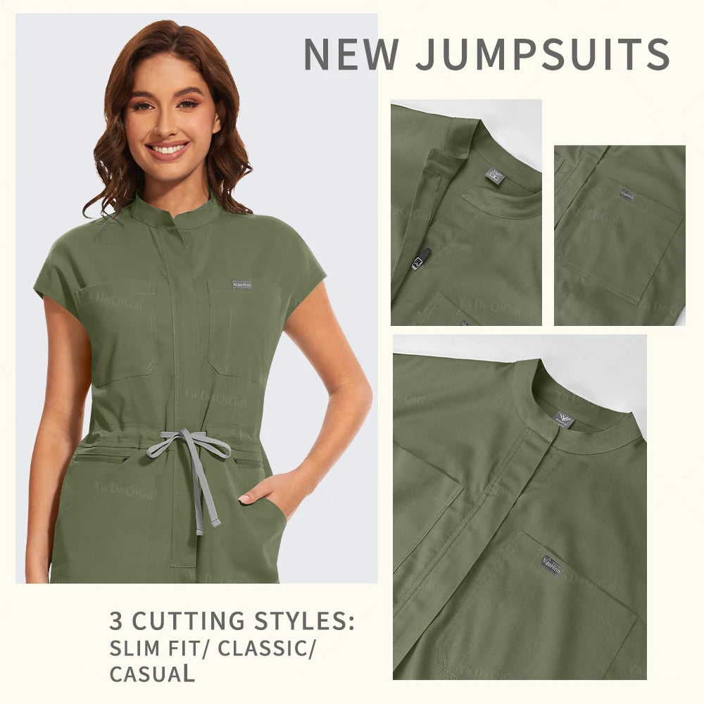 New Medical Scrubs Jumpsuits Short Sleeve Nursing Workwear Uniforms Women Lab Pet Doctor Scrub Hospital Workwear Customized Logo