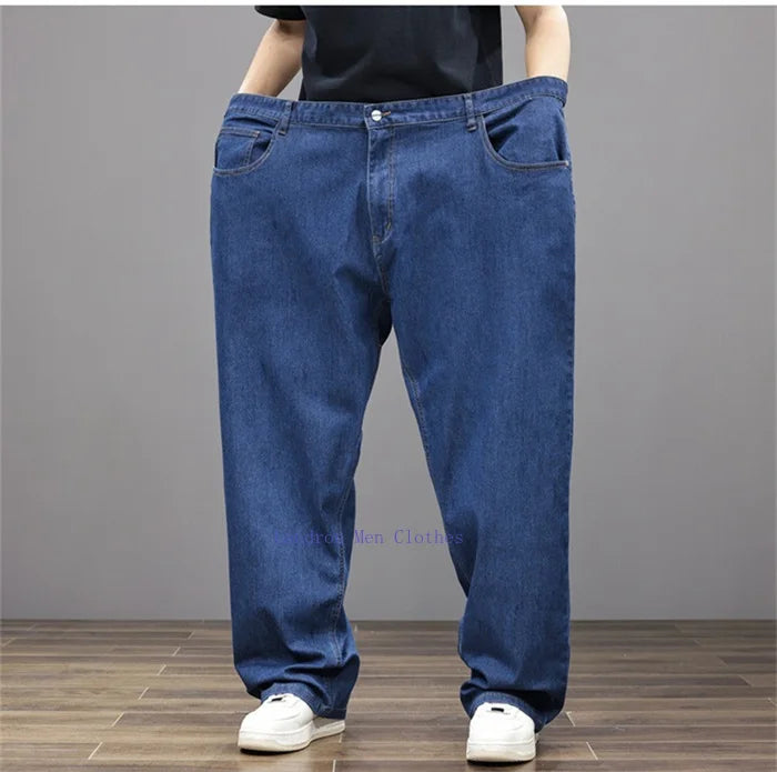 Men Jeans 8XL Summer Thin Straight Wide Leg Plus Size Denim Trousers Large Male Stretched 5XL 6XL 7XL Comfortable Pants