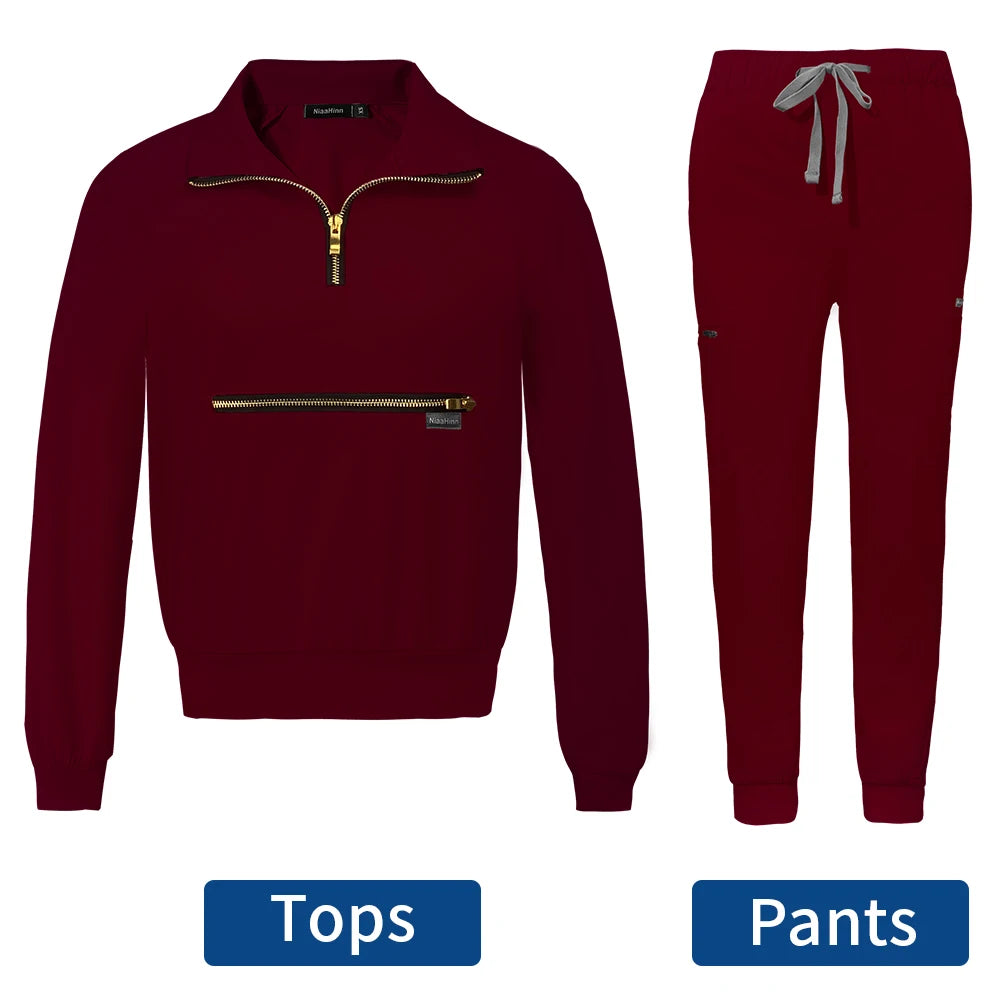 Spring Autumn Scrubs Uniform Hot Sale Custom Logo Long Sleeved Medical Hospital Sets Scrubs Woman Suit Veterinary Nurse Uniforms