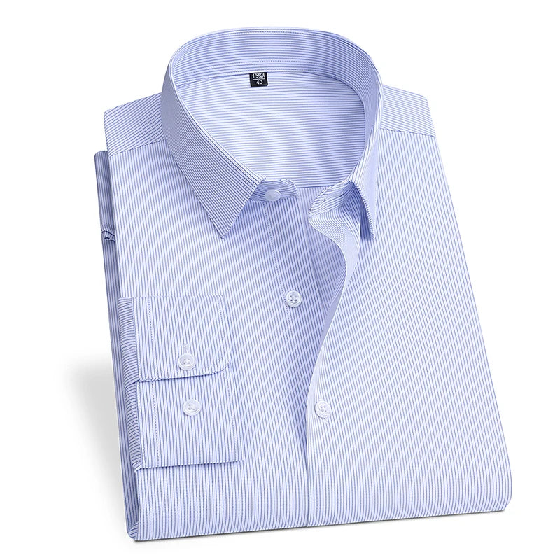 Spring and Autumn New Men's Long-sleeved, Iron-free, Three-proof, Pocket-free Business Attire, White Shirt, Men's Formal Wear