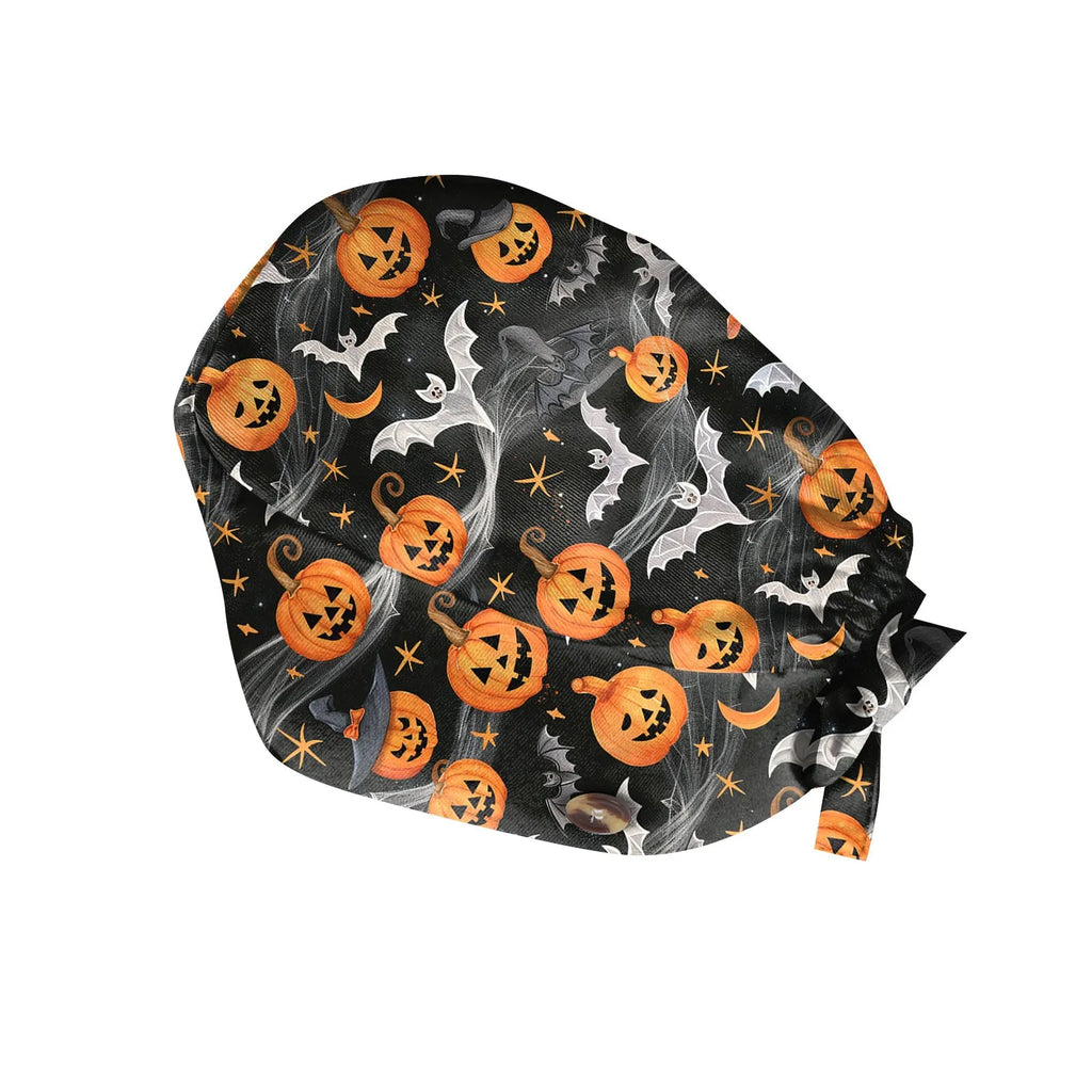 Halloween Scrub Cap Printed Adjustable Cotton Beauty Salon Surgeon Dental Clinic Nursing Hat Women Men Surgical Caps Wholesale