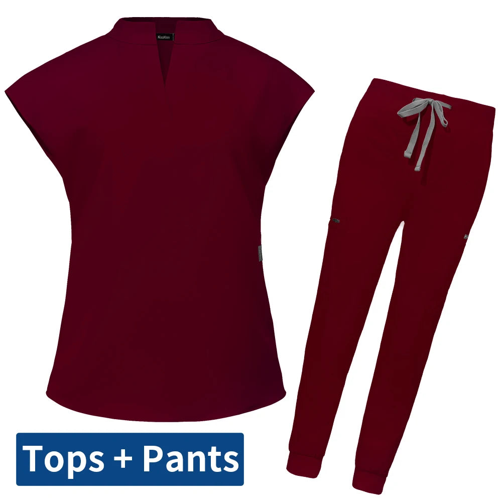 Slim Fit Scrubs Medical Uniforms Women Scrubs Tops Pant Hospital Nurses Accessories Dental Clinic Beauty Salon Spa Lab Workwear