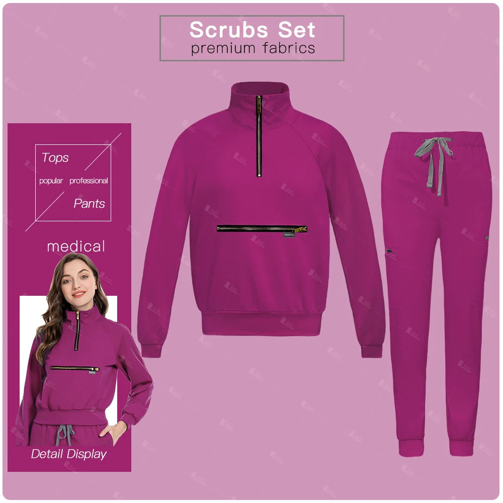 Surgical Uniforms Woman Beauty Salon Spa Work Clothes Long Sleeve Nursing Sets Medical Uniforms Clinical Suits Top Jogging Pants