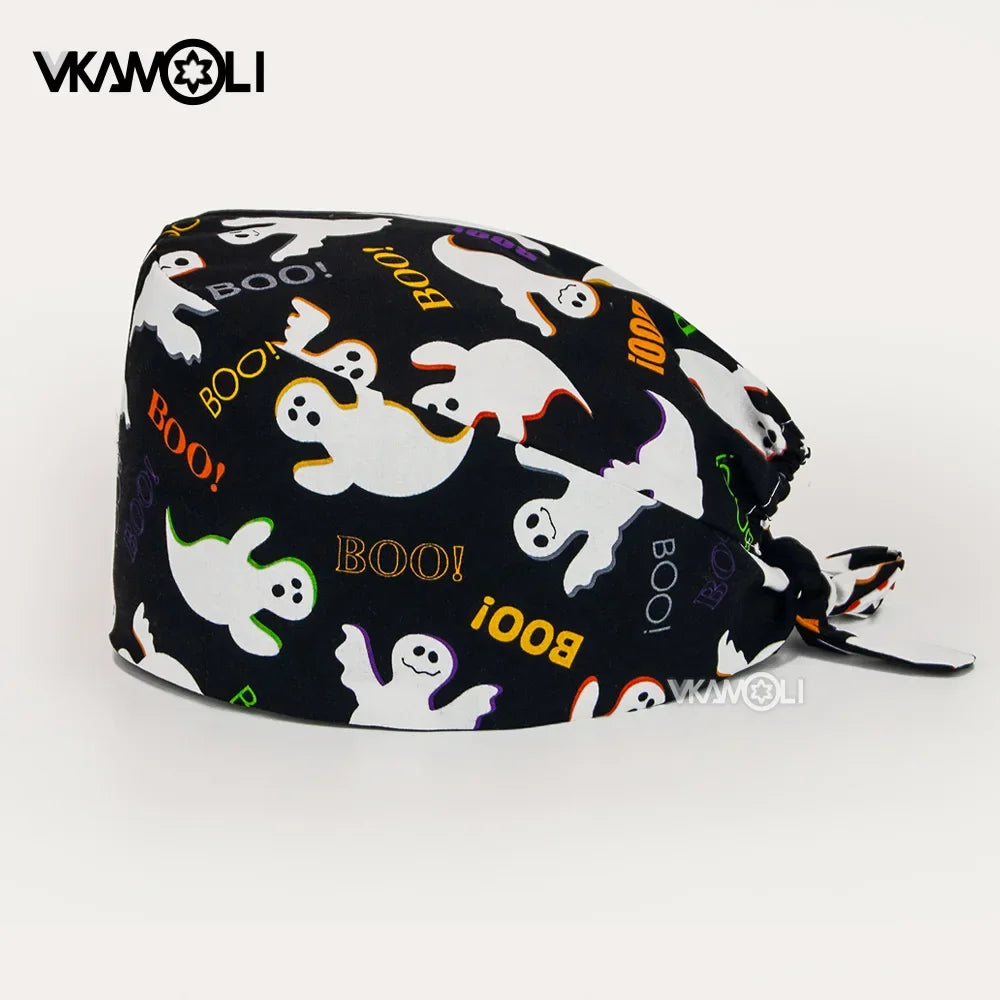 halloween print surgical caps woman and man medical scrubs cap skull print surgery cap shop lab beauty work accessories