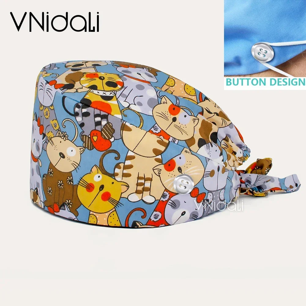 medical supplies nurse accessories nursing caps nurse hair cap surgical cap women surgery cap cartoon with button