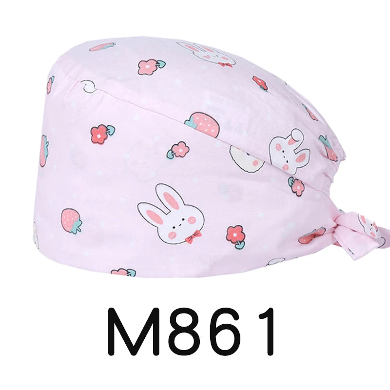 LONG HAIR Scrub Caps Surgical Medical Hats Cotton Nursing Caps Breathable Bouffant Healthcare Chef Pediatric Veterinary Hats M81