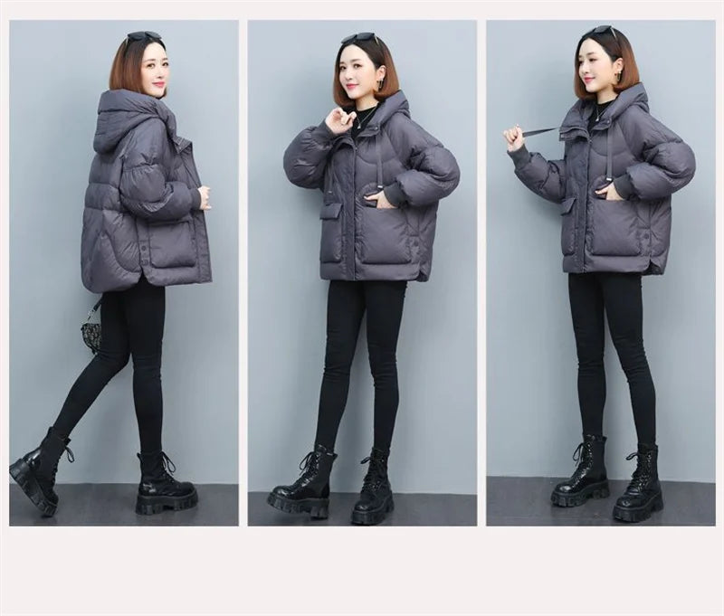 Winter Clothes Women Basic Jackets Warm Thick Down Cotton Jacket Female Short Hooded Fashion Padded-Cotton Jacket Parkas