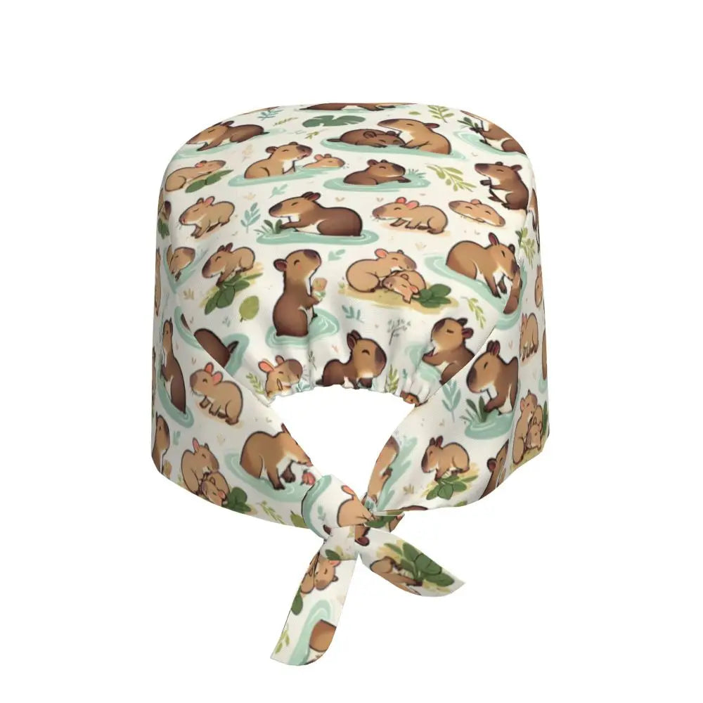 Custom Cartoon Capybara Medical Staff Scrubs Hat Women Men Comic Doctor Nursing Surgical Cap Scrub Caps