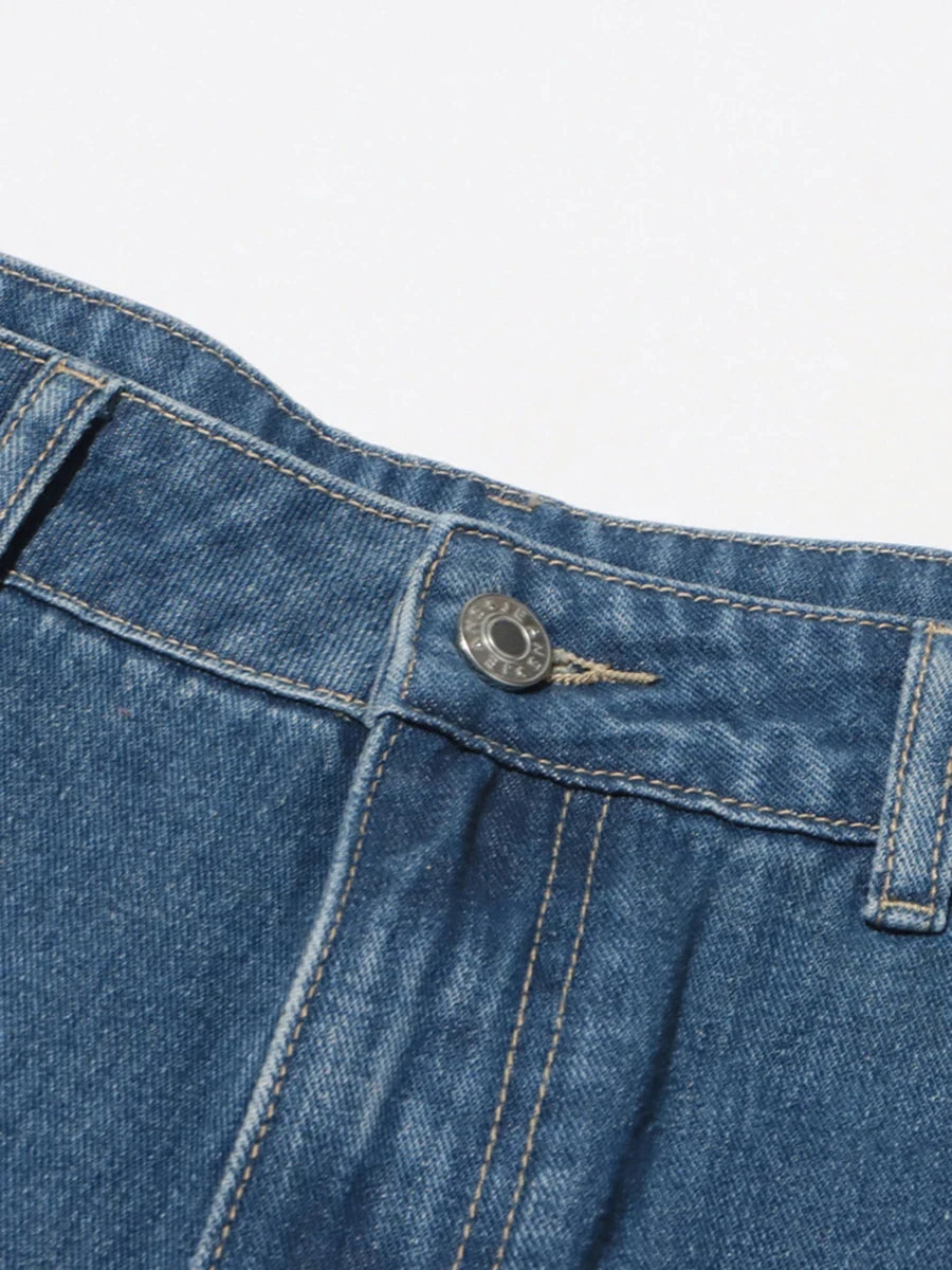 CHICEVER Retro Hot Girl Two Piece for Women Strapless Sleeveless Patchwork Denim Vest  Irregular Hollow Pant Summer Suit Female